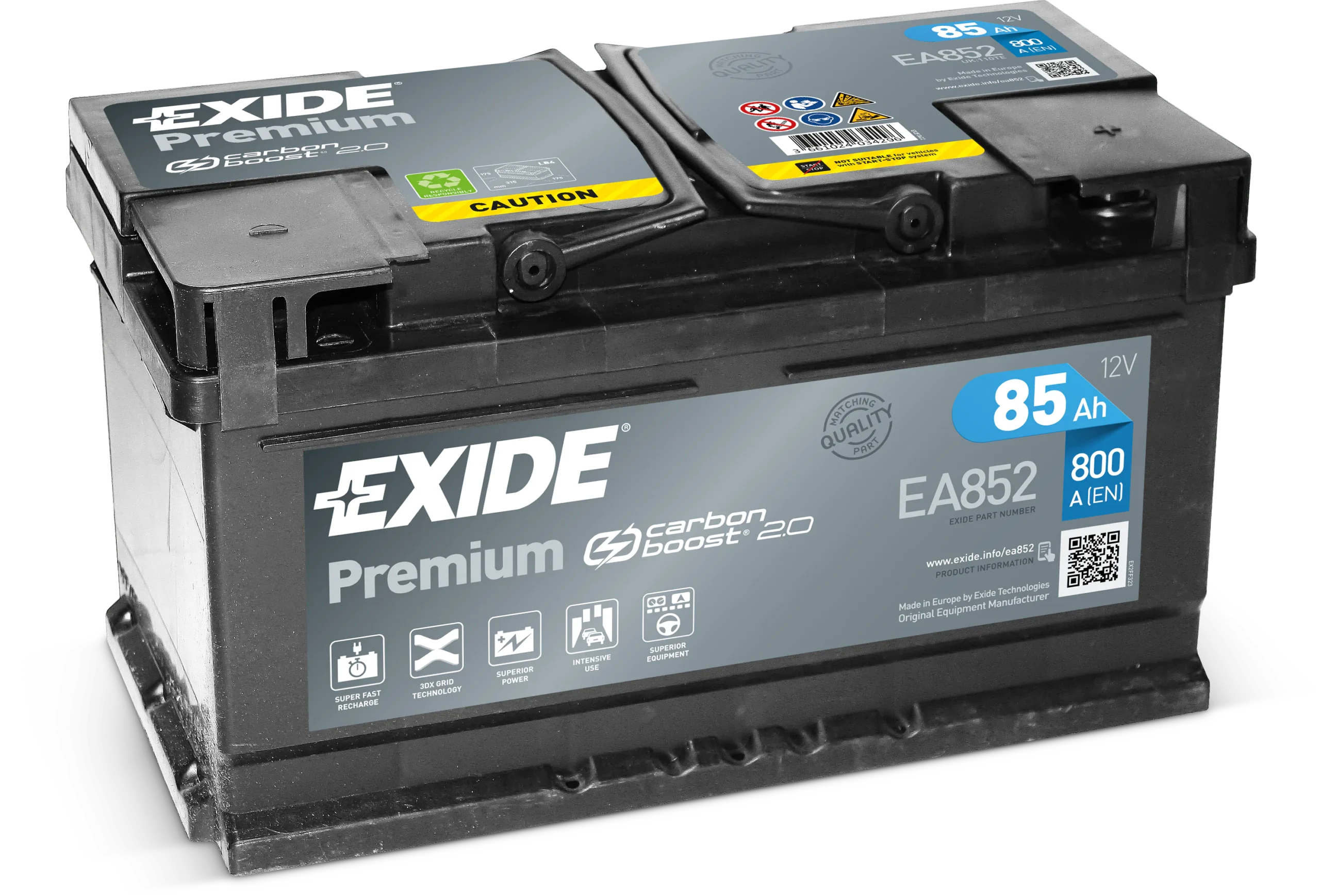 Aku Exide EA852 85Ah 12V 800A_uus